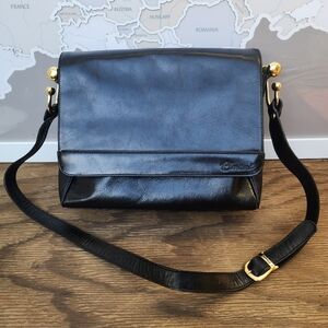 Elmani Leather Vintage Crossbody Shoulder Bag Black
